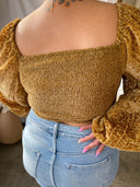 GEORGIA Gold Long Sleeve Front Tie Top