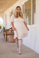 LEAH Ivory Smocked Boho Dress