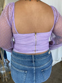 MARINA Lavender Ruffle Shirred Top