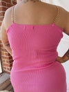 TIANNA Pink Knit Midi Dress
