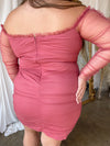 BRIELLE Pink Mesh Off Shoulder Dress