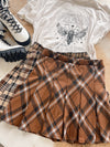 CANDICE Brown Plaid Skirt