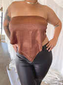 COCO Mocha Leopard Satin Bandana Top