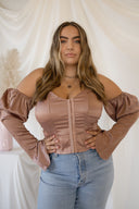QUINN Rose Gold top with sleeves