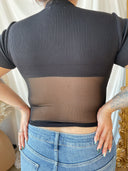 NADIA Black Cotton Ribbed Top