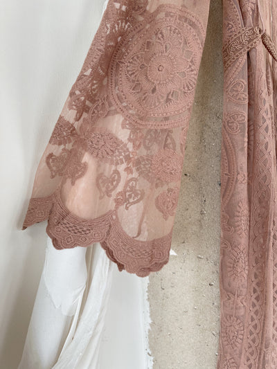 DARLING Taupe Lace Crochet Duster