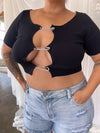 DIAMOND Black Soft Ribbed Crop Top with Safety Pin Closure