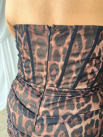 ELIZA Leopard Print Corset Dress
