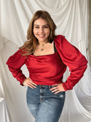 CHANTELL Red Satin Body Suit