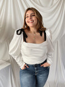 CHANTELL White Satin Body Suit